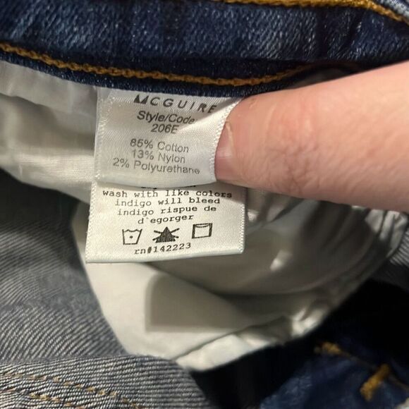 McGuire Medium Wash Skinny Denim Jeans  Silky Black Side Stripe Sz 25 - Picture 8 of 8